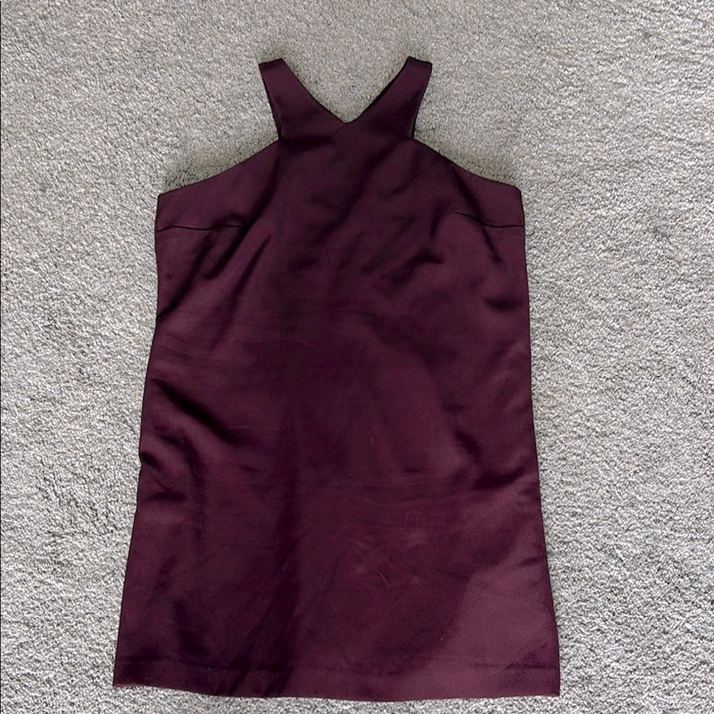 Macys collection Bar lll Elegant Burgundy Sleeveless Dress! Exposed zipper! EUC!